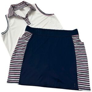 Belyn Key White and Navy Houndstooth Golf Set
